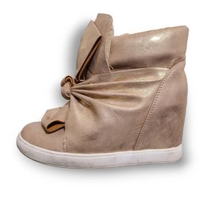 Metallic Gold Wedge Sneakers Size 9 Womens